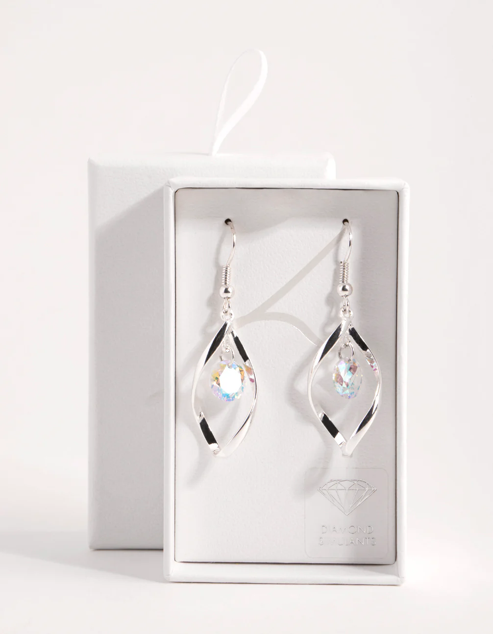 Silver Crystal Twist Drop Earrings - Image 3