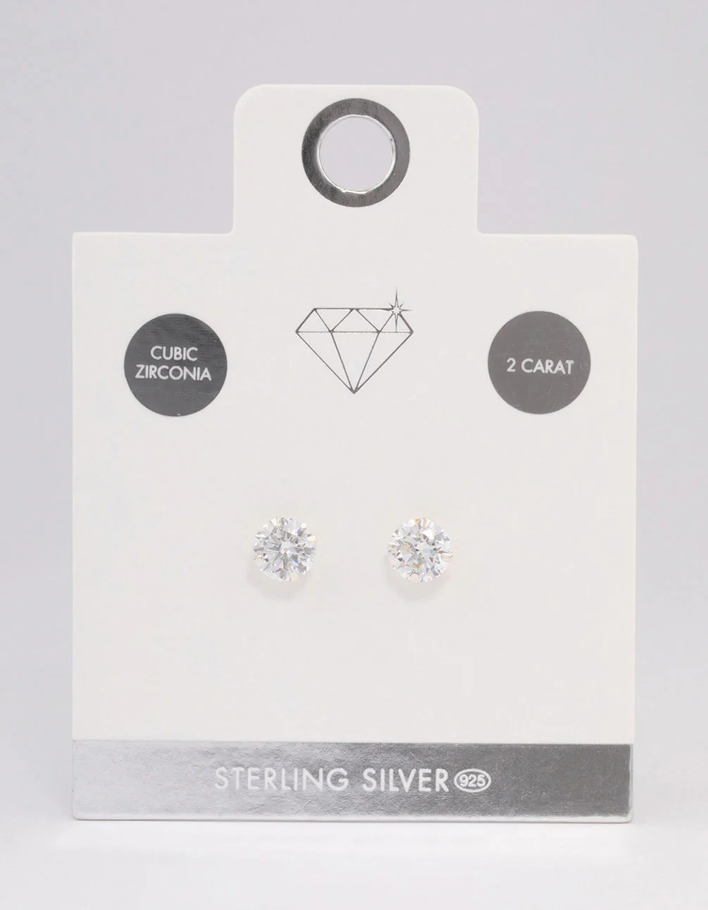 Sterling Silver Double Cubic Zirconia Stud Earrings - Image 5