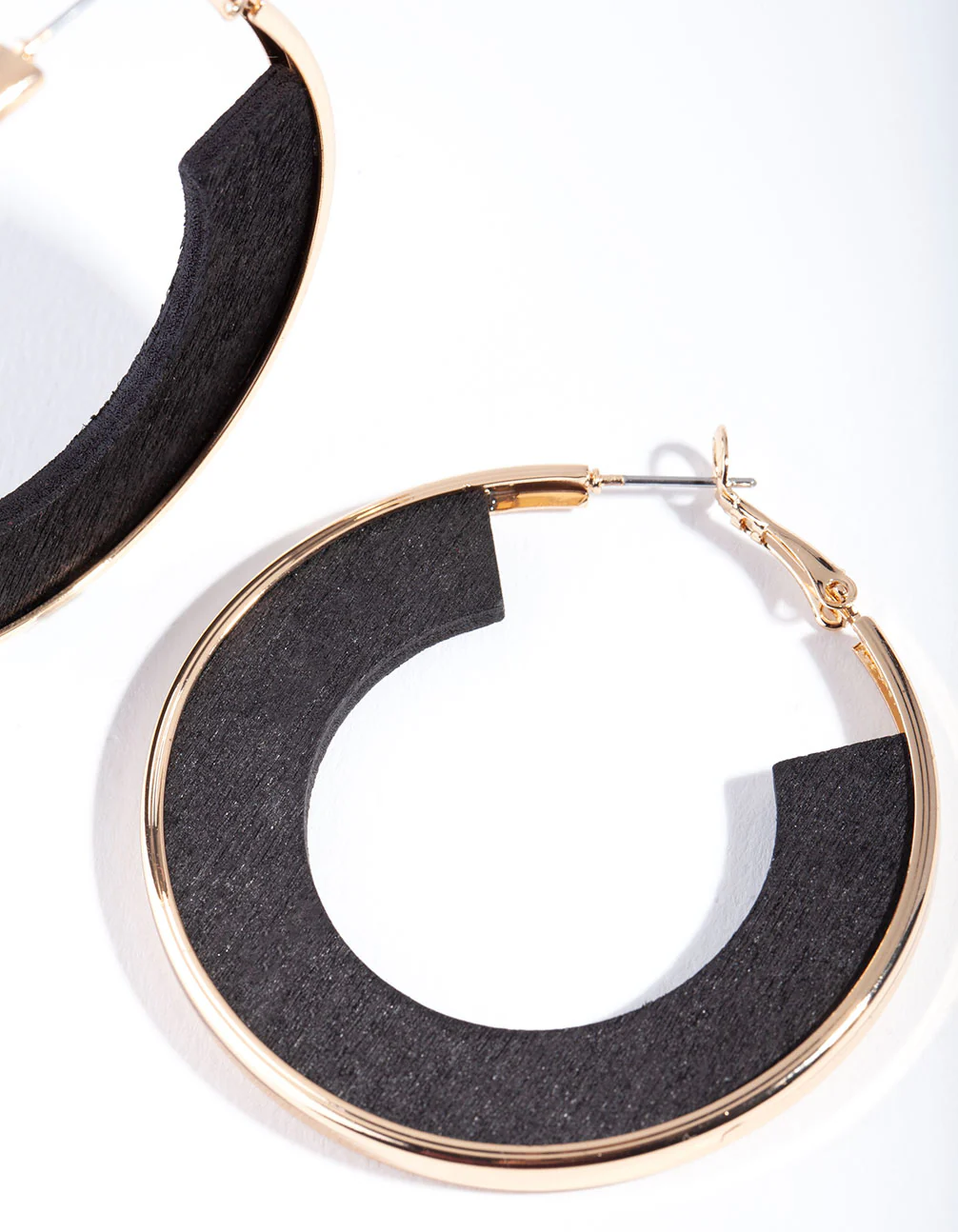 Gold Black Inner Hoop Earrings - Image 3