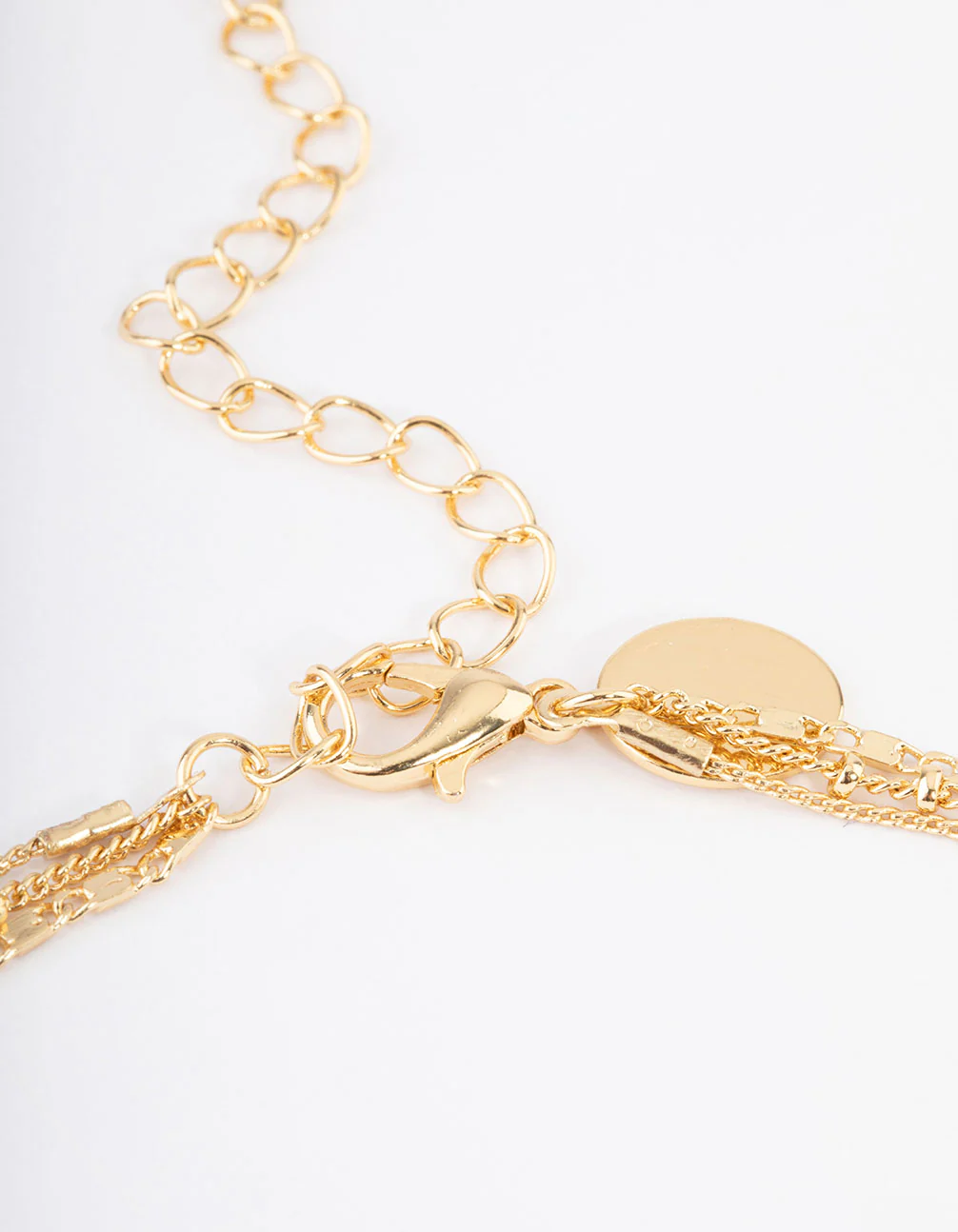 Gold Plated Fine Three Layer Bead Disc Necklace - Image 3