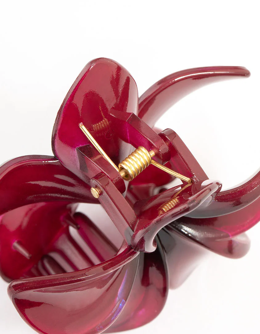 Burgunday Frangipani Hair Claw Clip - Image 3