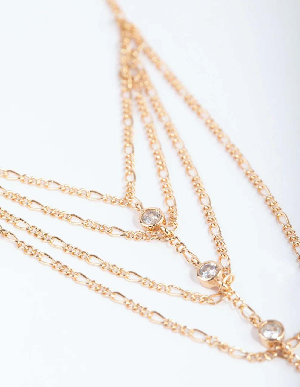 Gold Cubic Zirconia Draped Hand Chain - Image 3