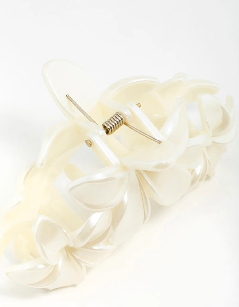 Cream Frangipani Flowers Hair Claw Clip - Image 3