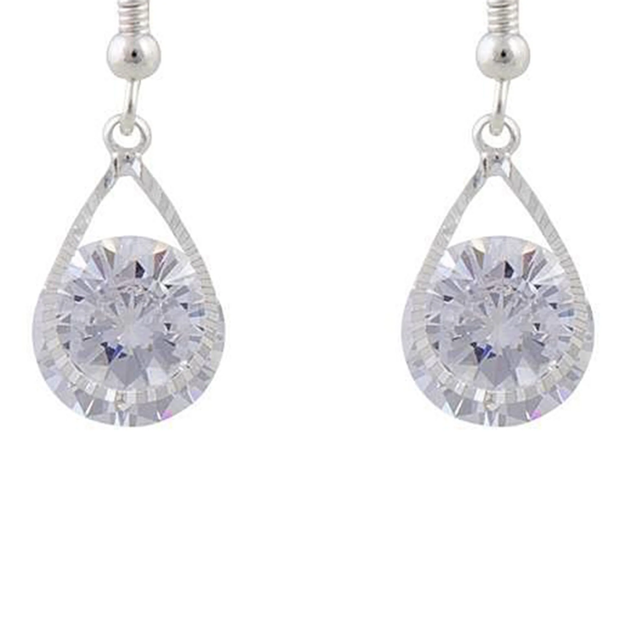 Cubic Zirconia In Silver Teardrop Earrings - Image 3