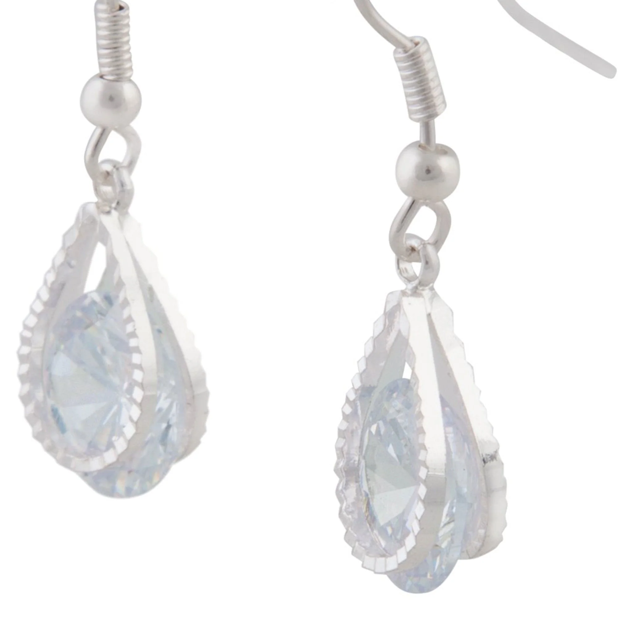 Cubic Zirconia In Silver Teardrop Earrings - Image 5