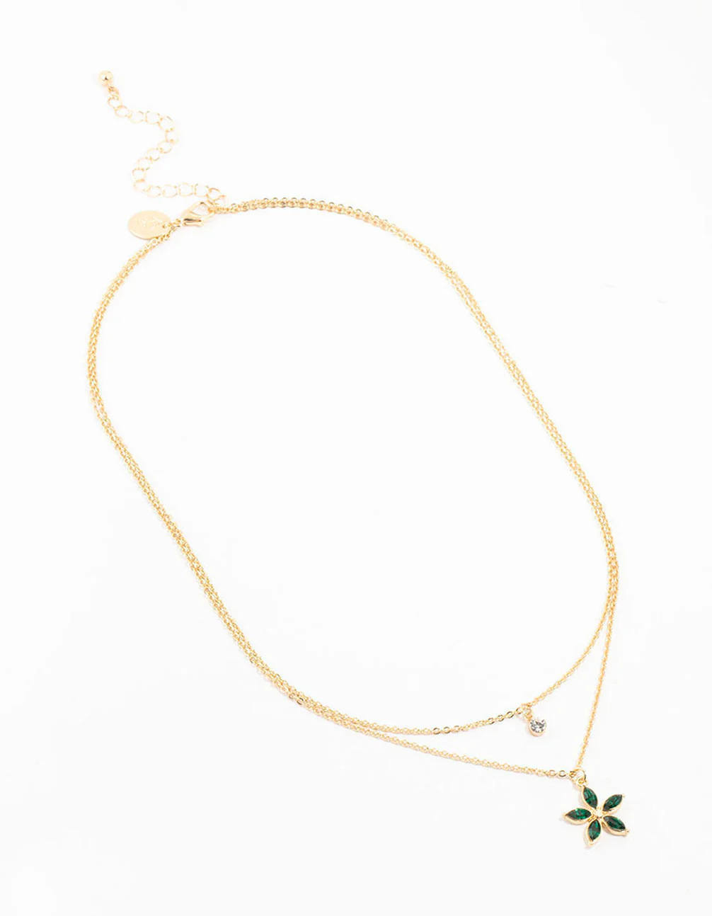 Gold Chain Diamante Flower Layered Necklace - Image 4
