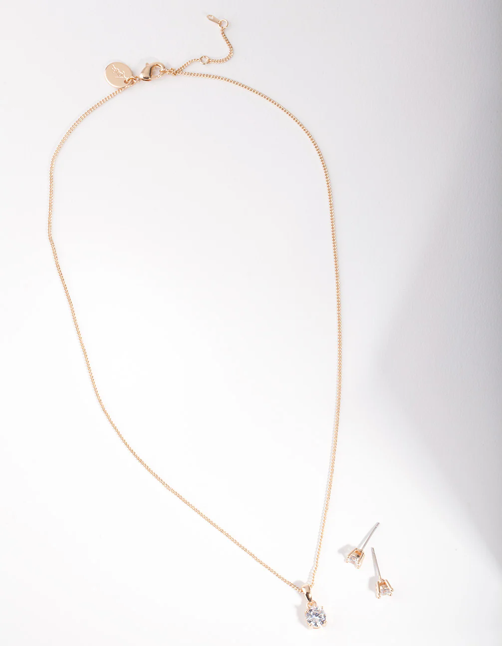 Diamond Simulant Gold Stone Earrings Necklace Set - Image 3