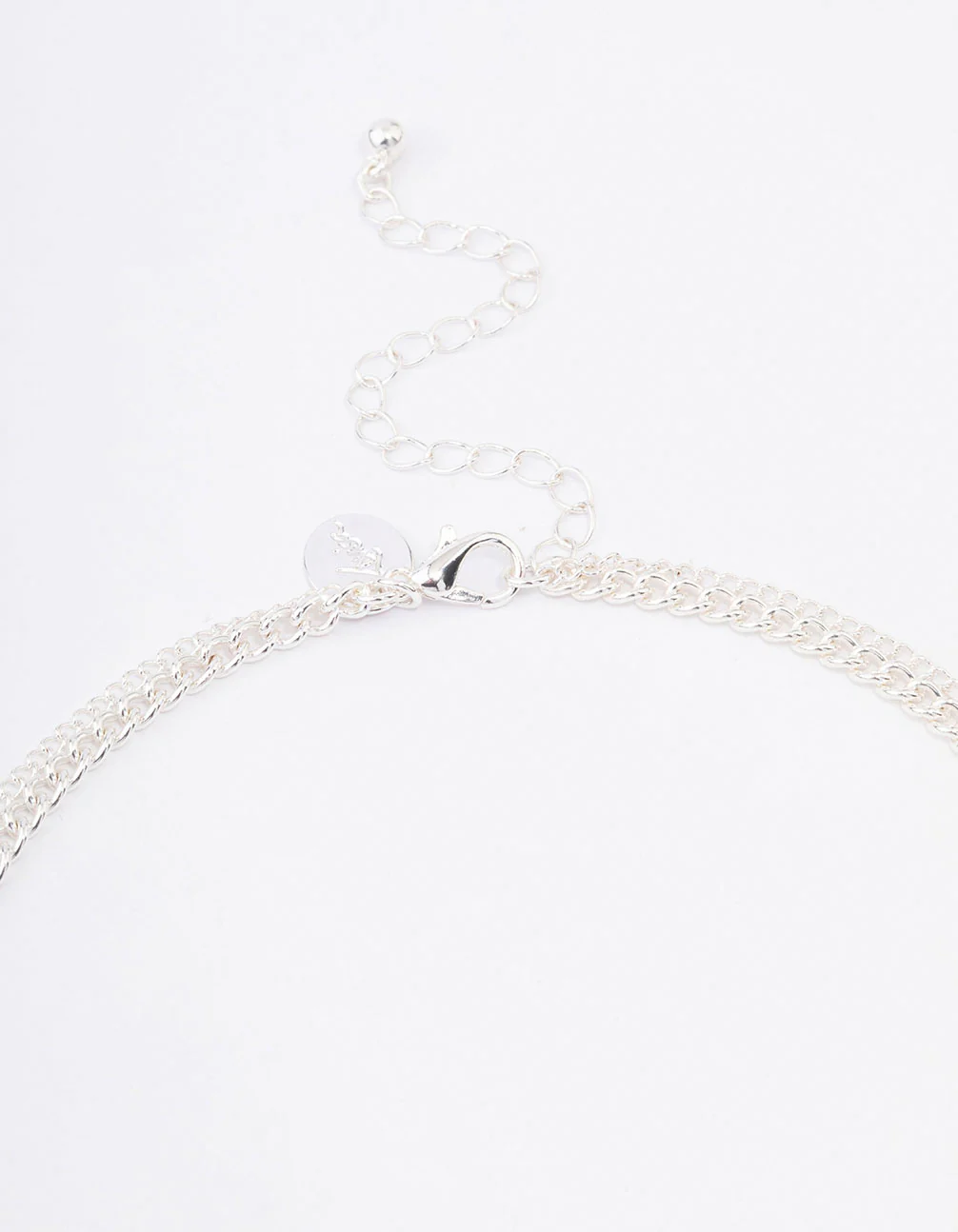 Silver Plated Diamante Cross Layered Curb Necklace - Image 3