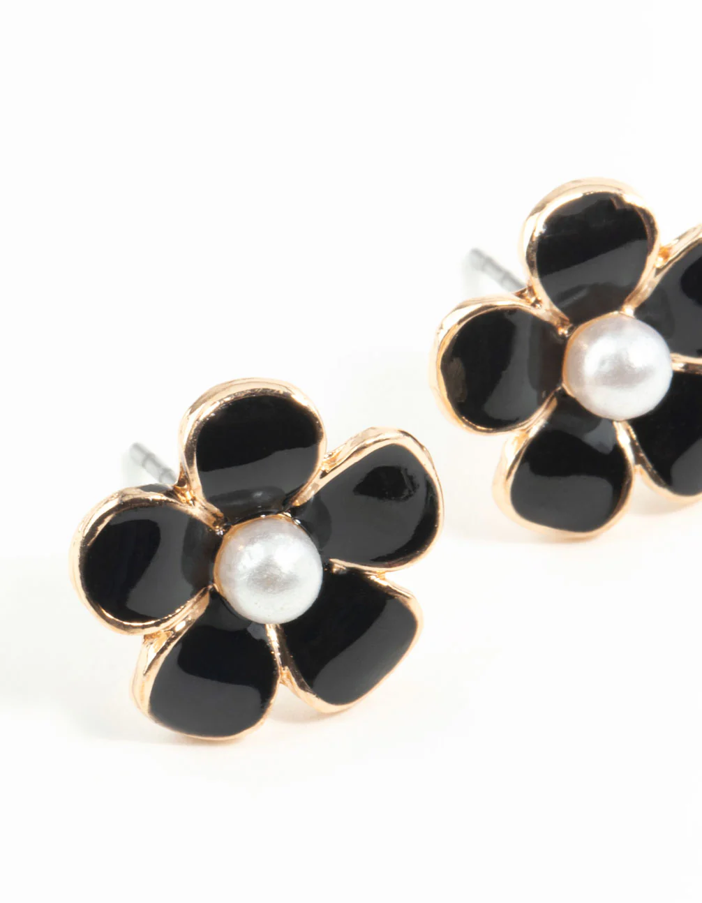 Black Daisy Stud Earrings - Image 6