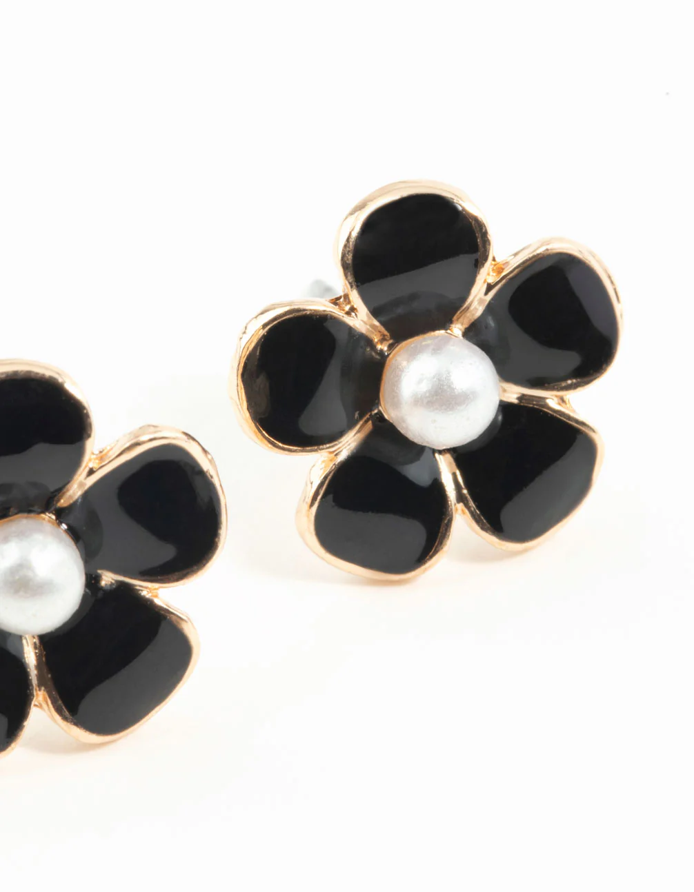 Black Daisy Stud Earrings - Image 7