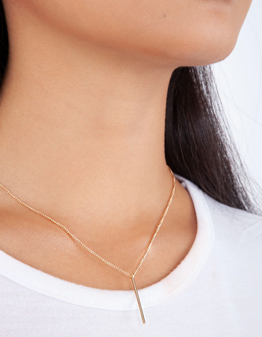 Gold Fine Pin Necklace - Image 4