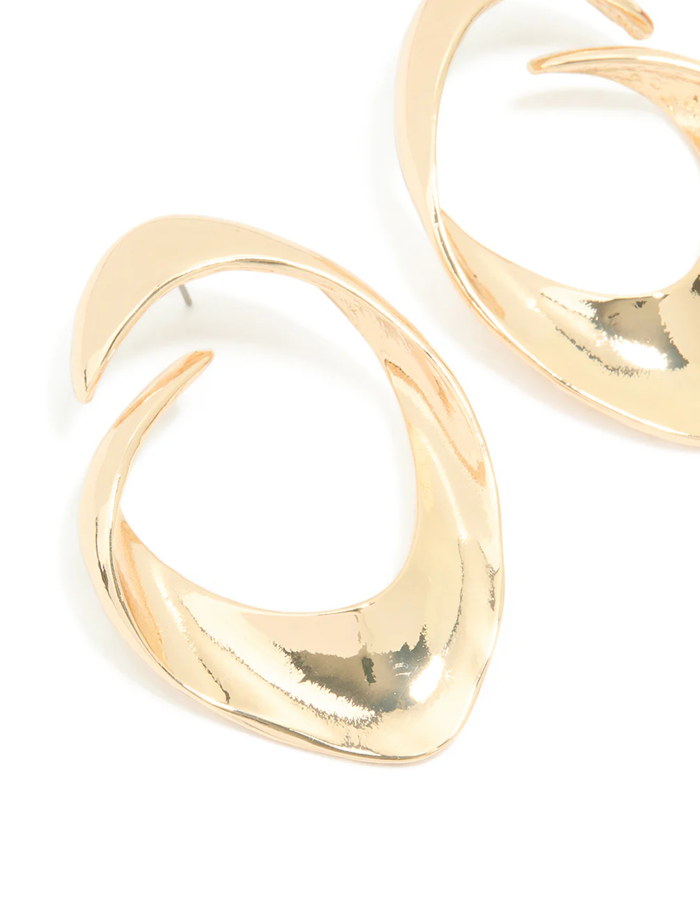 Gold Pear Shaped Open Stud Earrings - Image 3