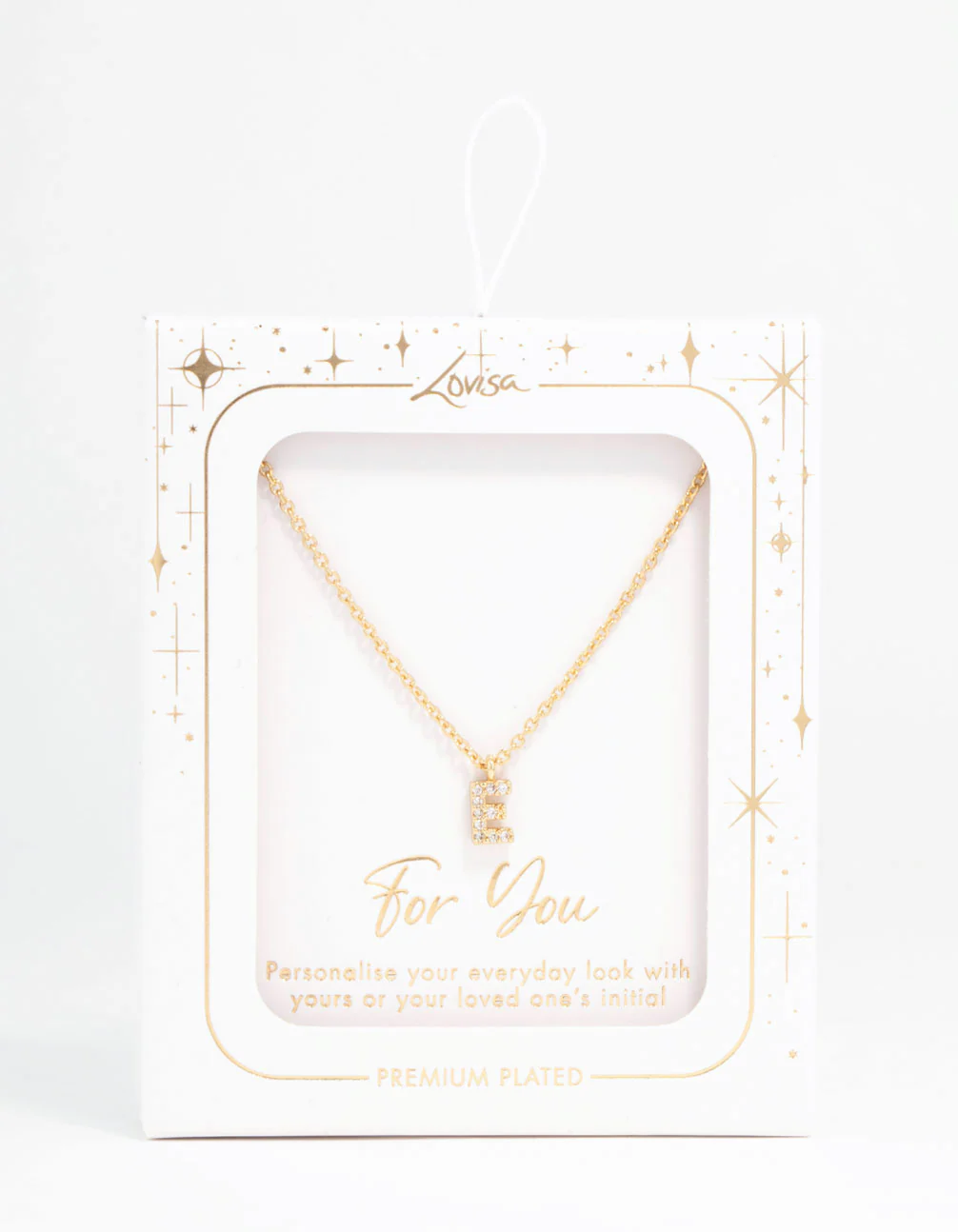Gold Plated Cubic Zirconia Letter E Necklace - Image 3