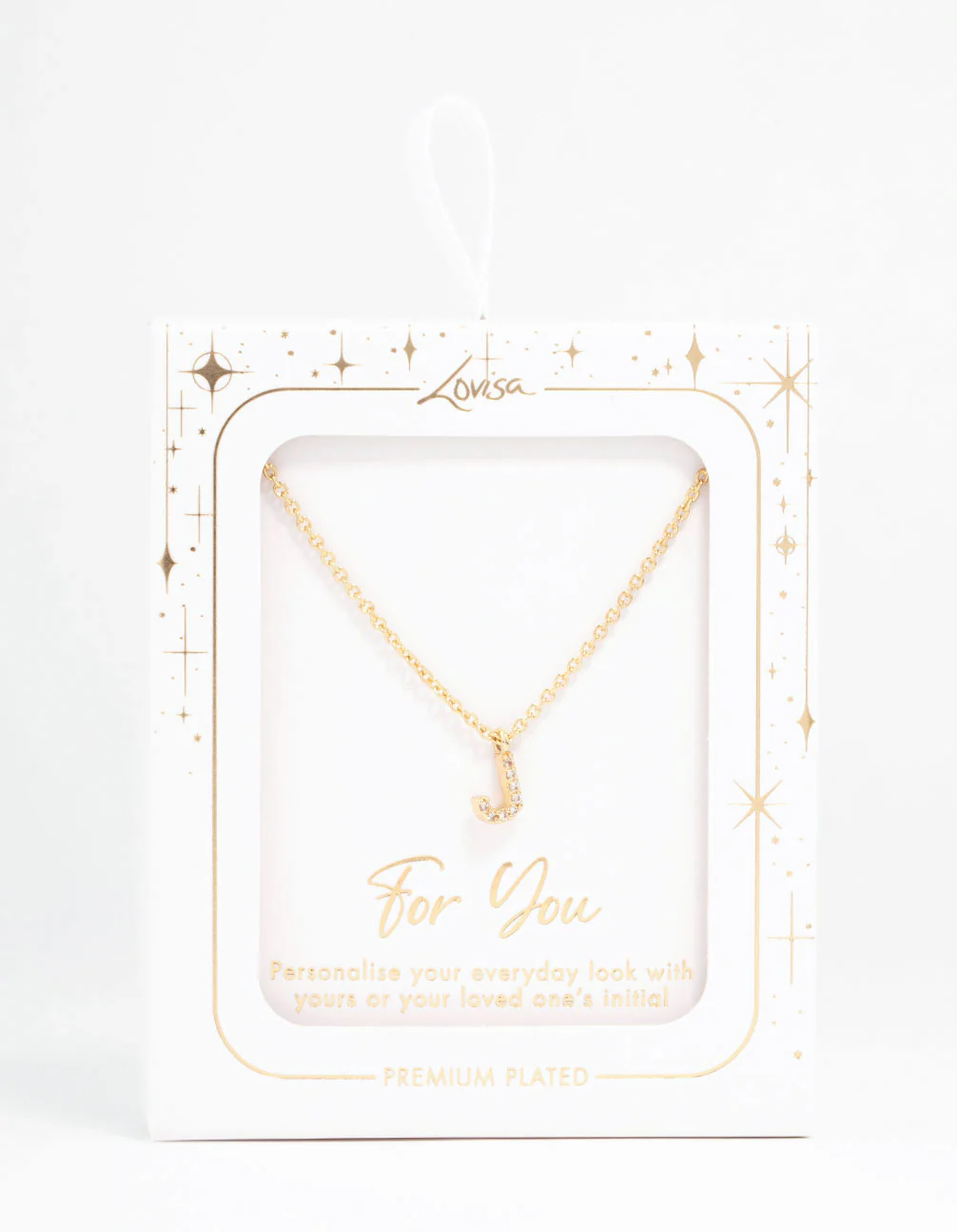 Gold Plated Cubic Zirconia Letter J Necklace - Image 3