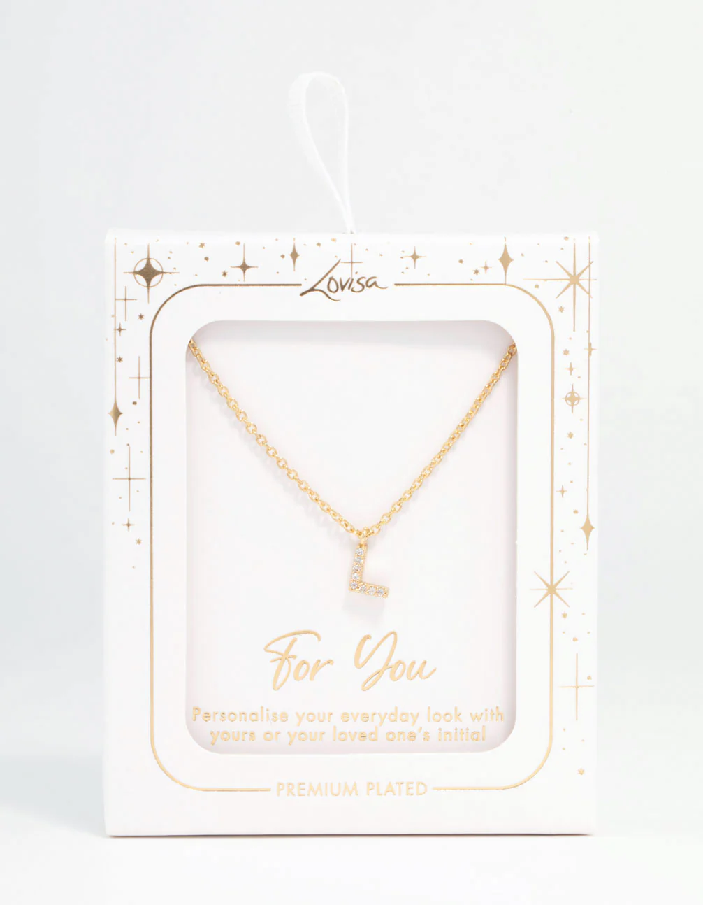 Gold Plated Cubic Zirconia Letter L  Necklace - Image 3