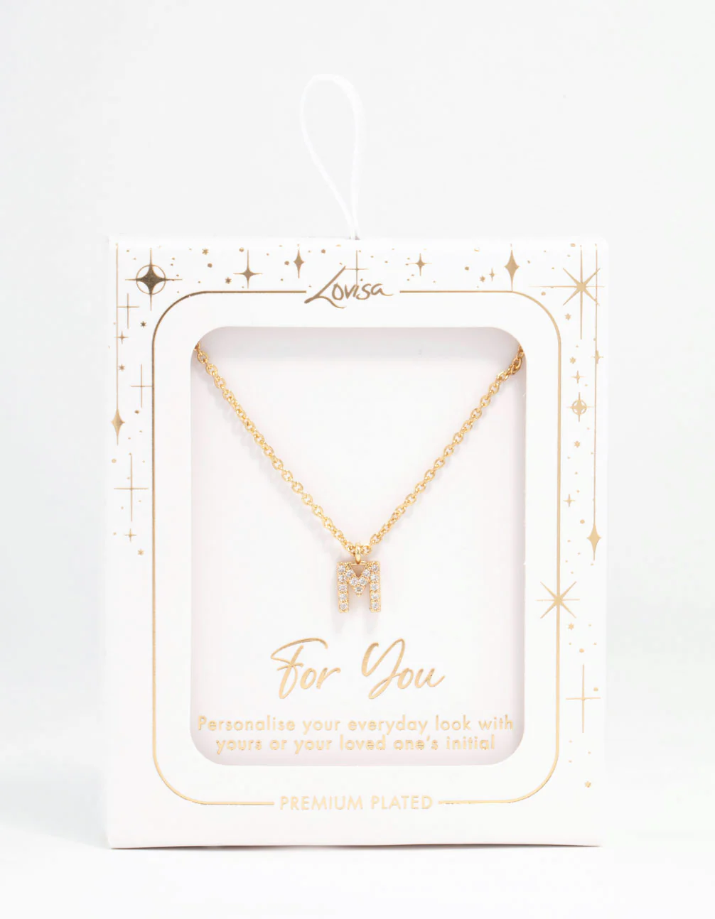 Gold Plated Cubic Zirconia Letter M  Necklace - Image 3