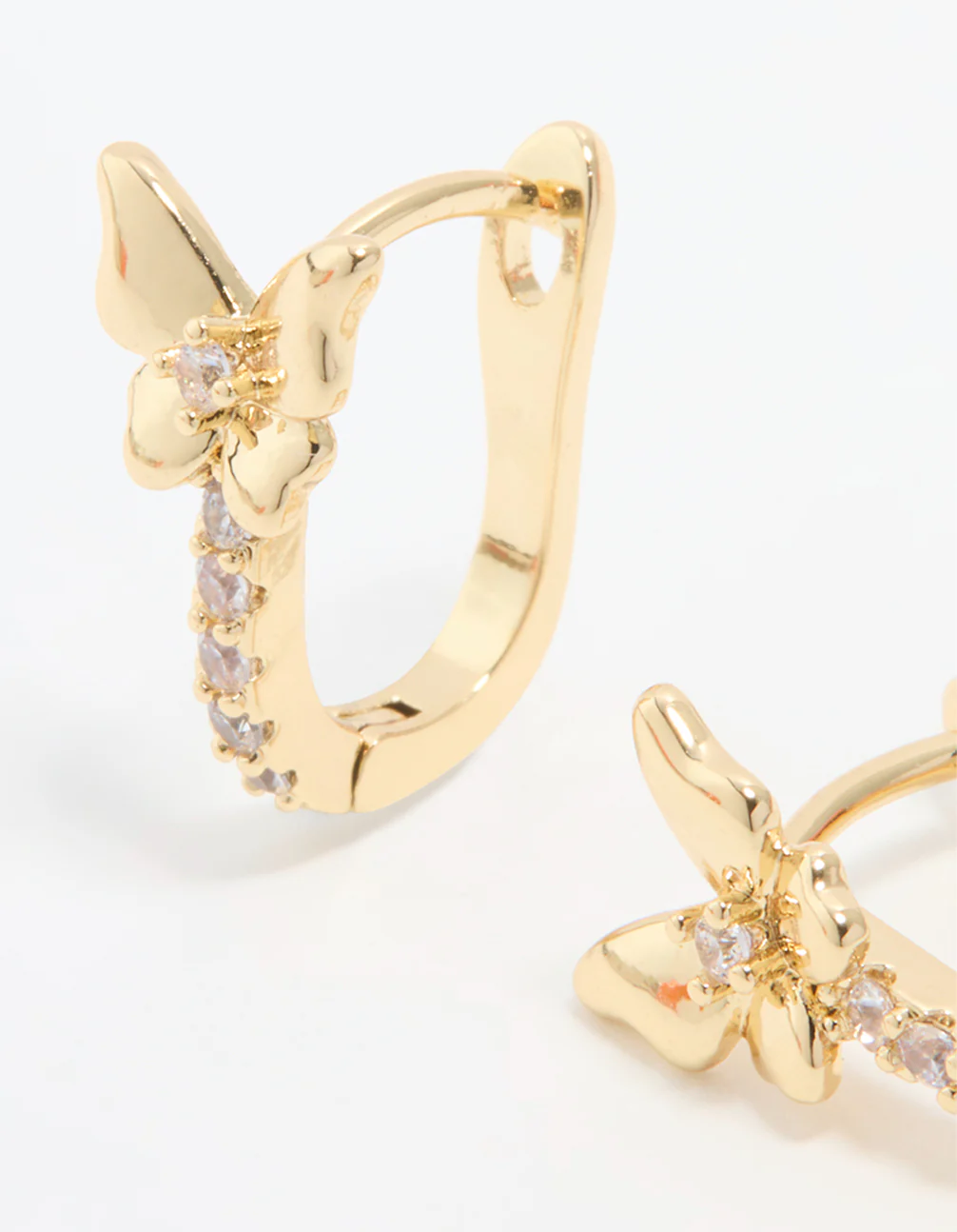 Gold Plated Cubic Zirconia Mini Butterfly Huggie Earrings - Image 4
