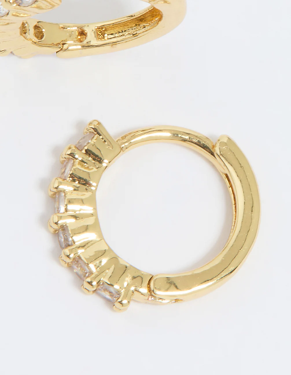 Gold Plated Cubic Zirconia Thin Huggie Earrings - Image 5