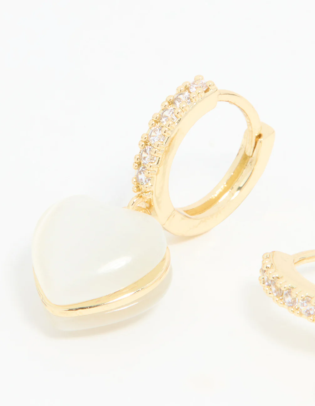 Gold Plated Diamante Heart Hoop Earrings - Image 4