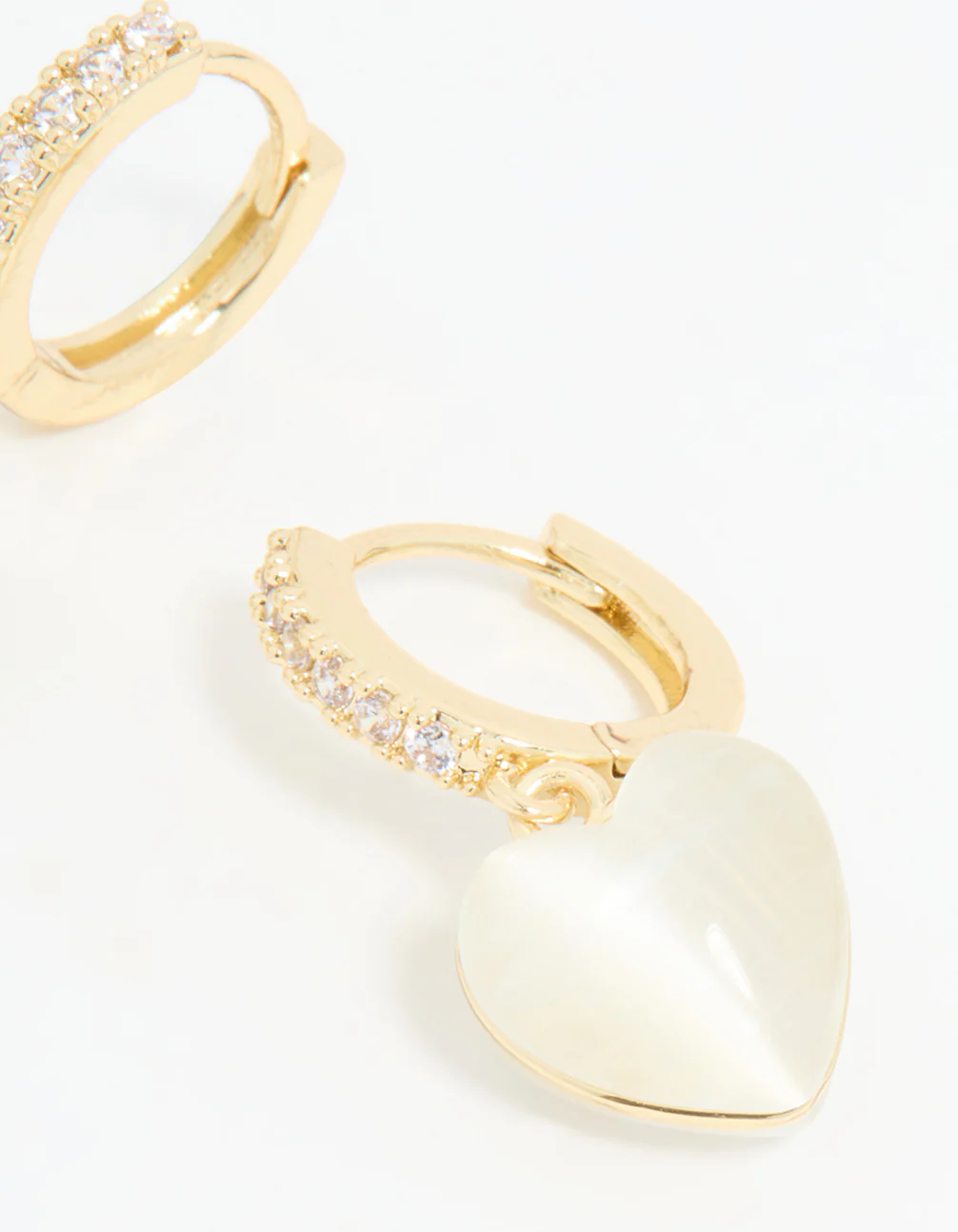 Gold Plated Diamante Heart Hoop Earrings - Image 5