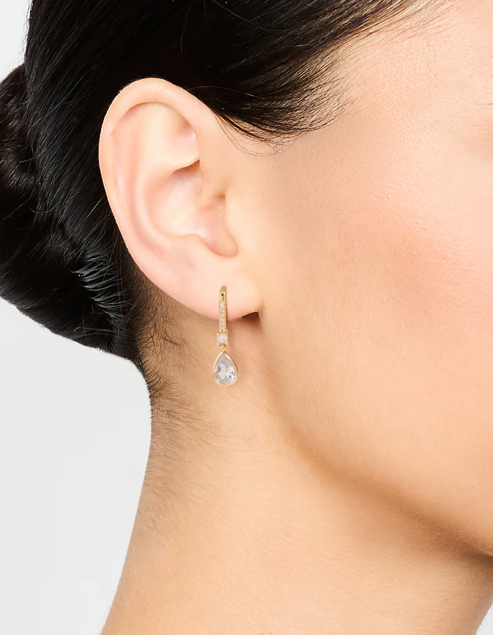 Gold Plated Diamante Pavé Hook Earrings - Image 3