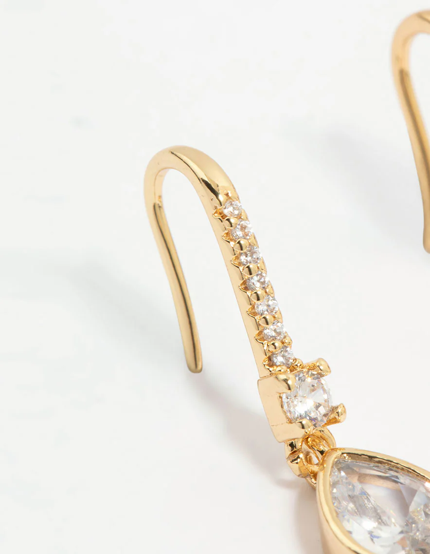 Gold Plated Diamante Pavé Hook Earrings - Image 4