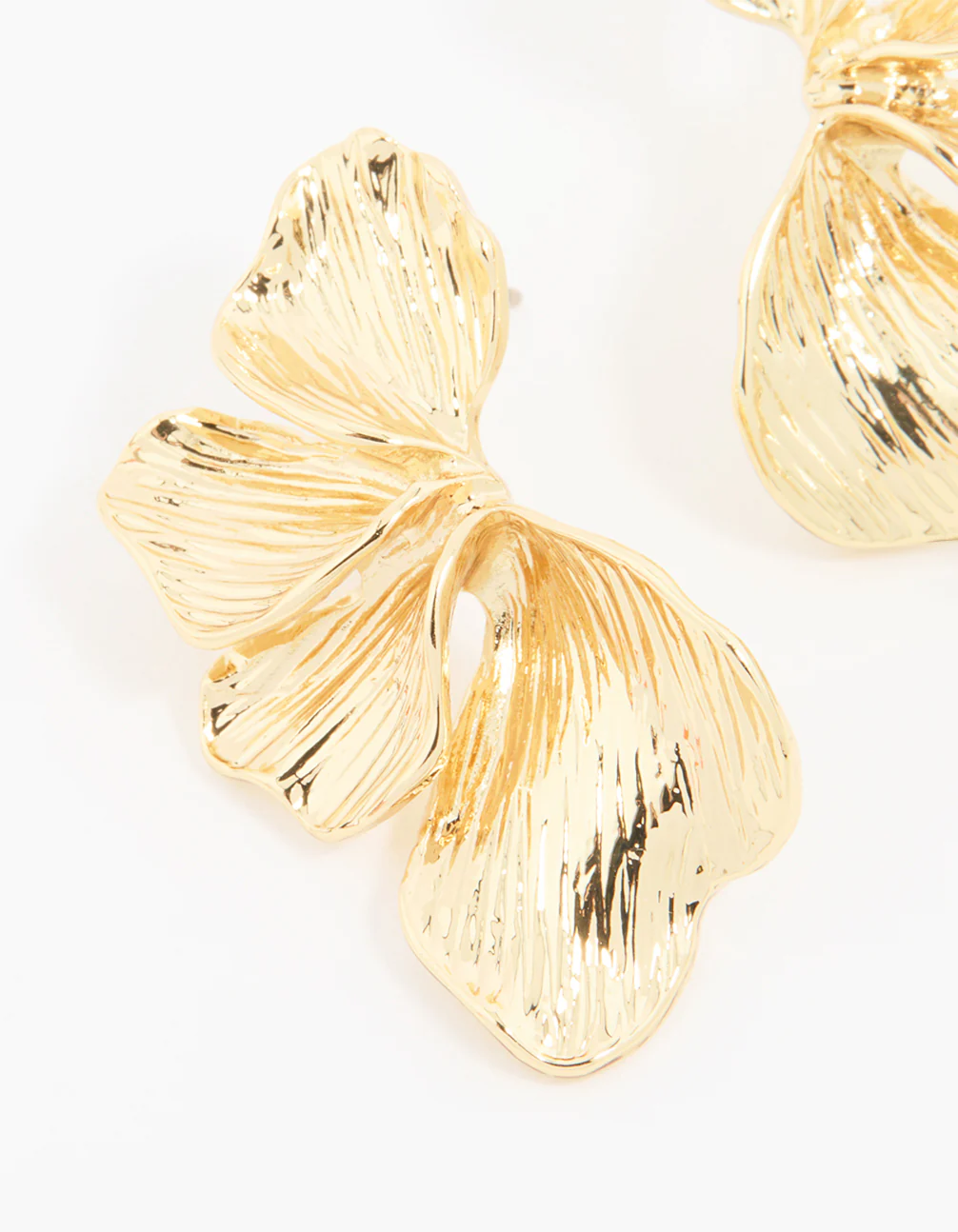 Gold Plated Leaf Stud Earrings - Image 4