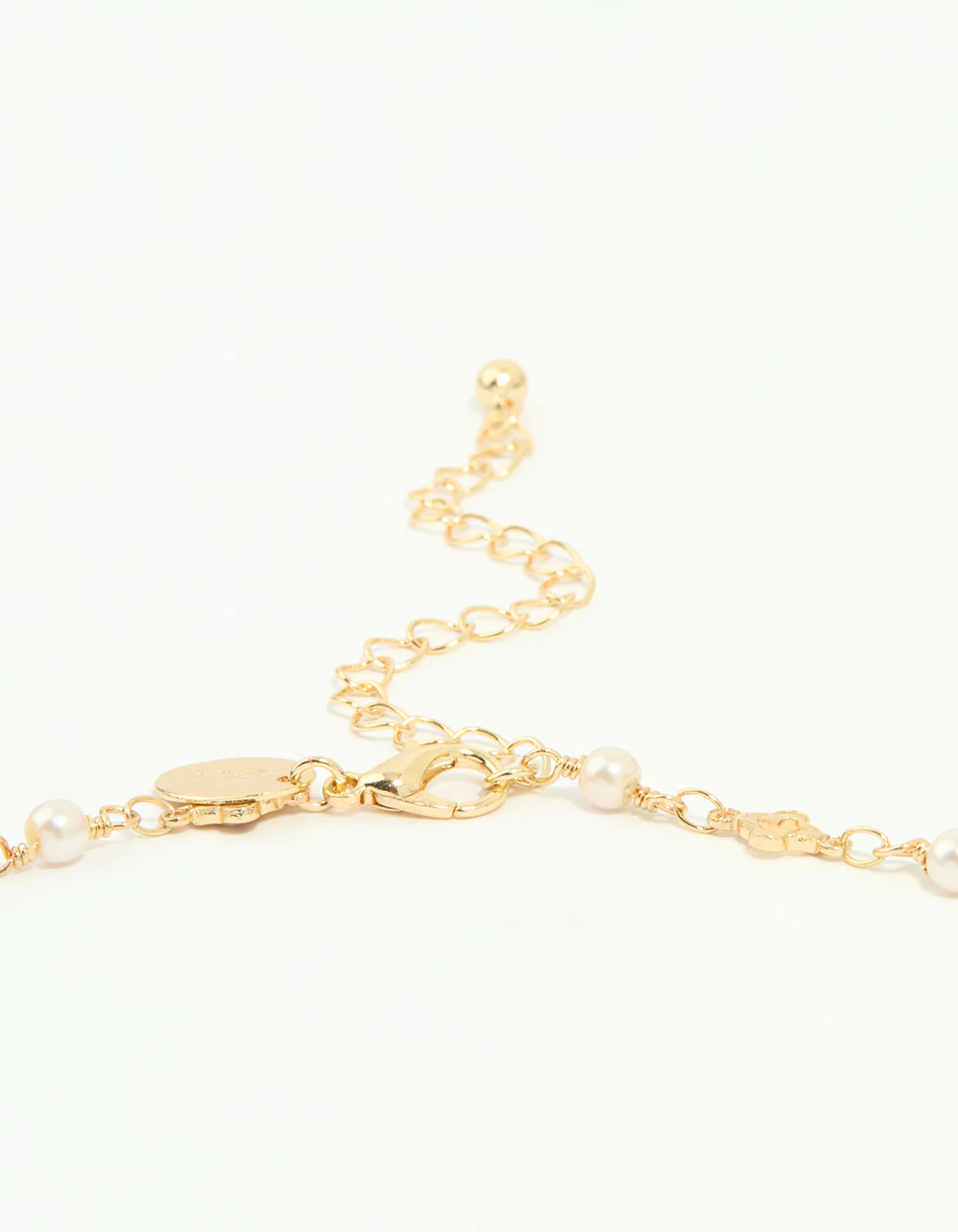 Gold Plated Pearl Flower Outline Necklace - Image 3