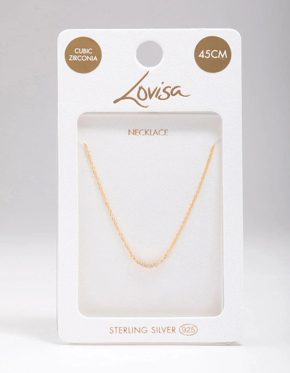 Gold Plated Sterling Silver Curved Cubic Zirconia Pendant Necklace - Image 3