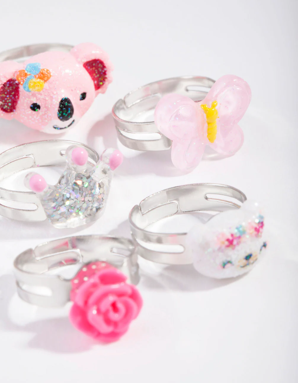 Kids Silver Sloth & Koala Ring 6-Pack - Image 3