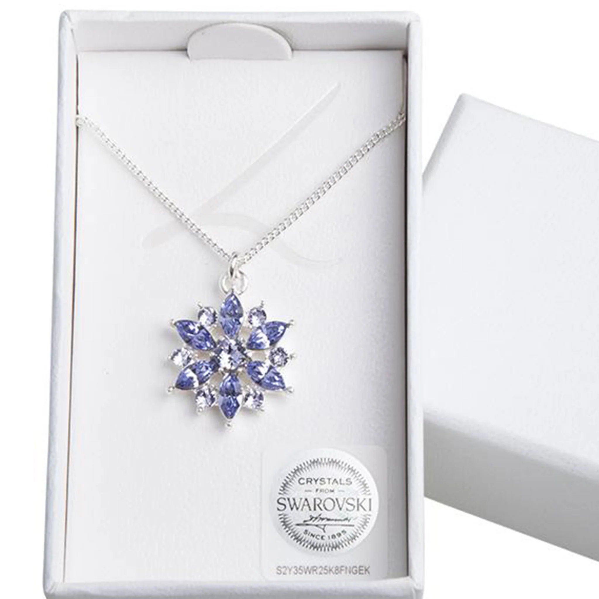 Lavender Faceted Crystal Flower Pendant Necklace - Image 3