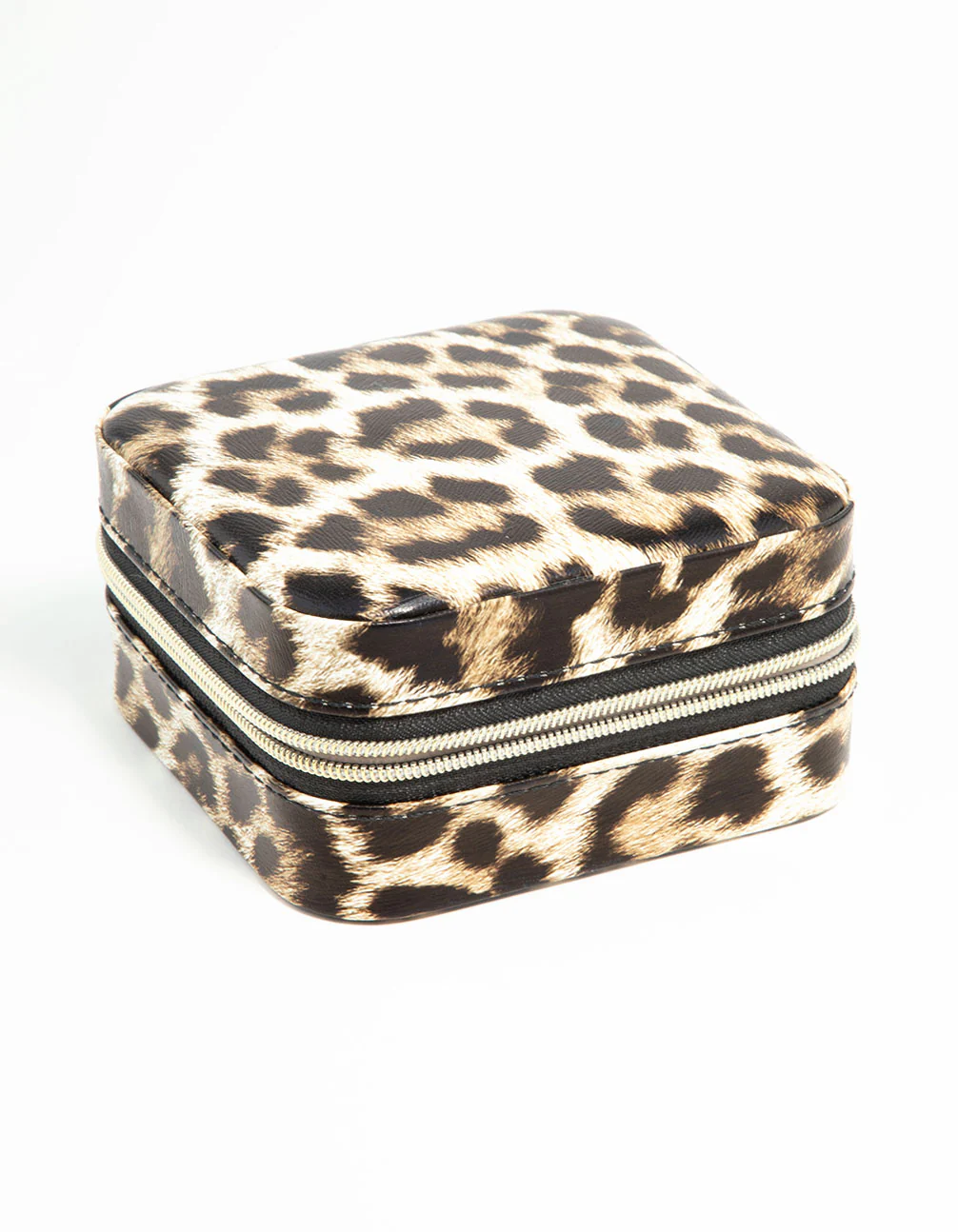 Leopard Print PU Leather Square Jewellery Case - Image 3
