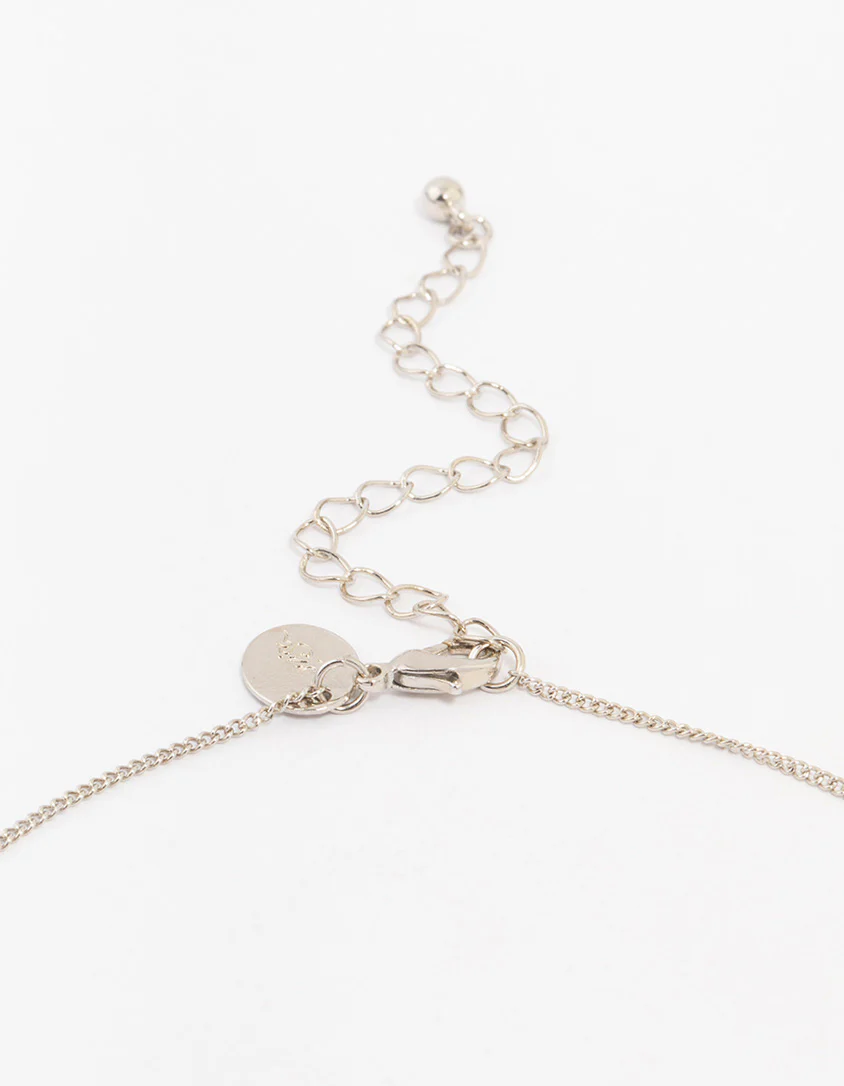 Silver Cubic Zirconia Pear Pendant Necklace - Image 3