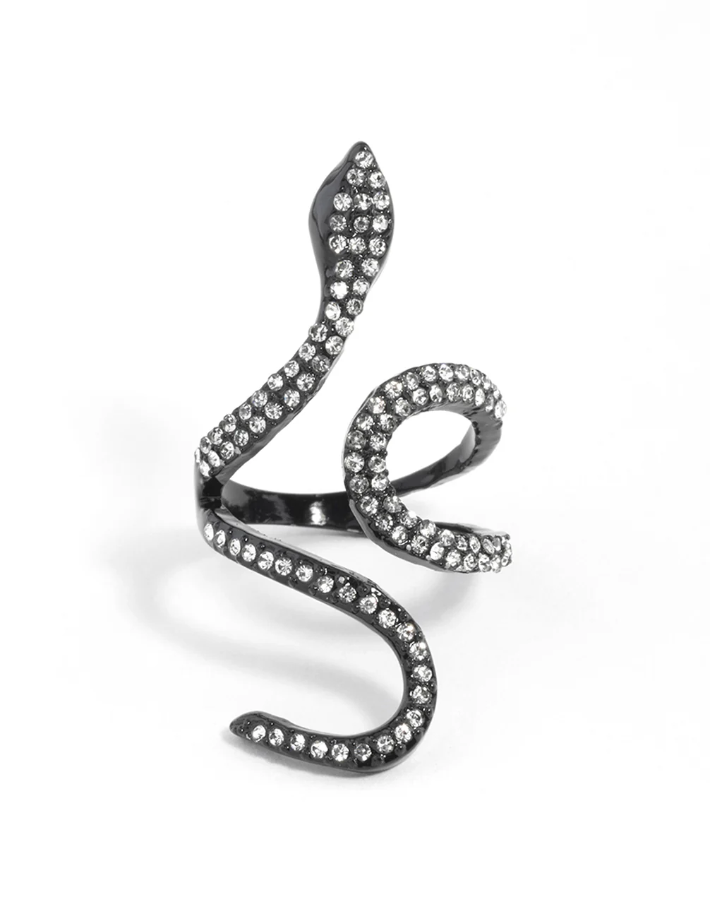Black Diamante Swirl Snake Ring - Image 3