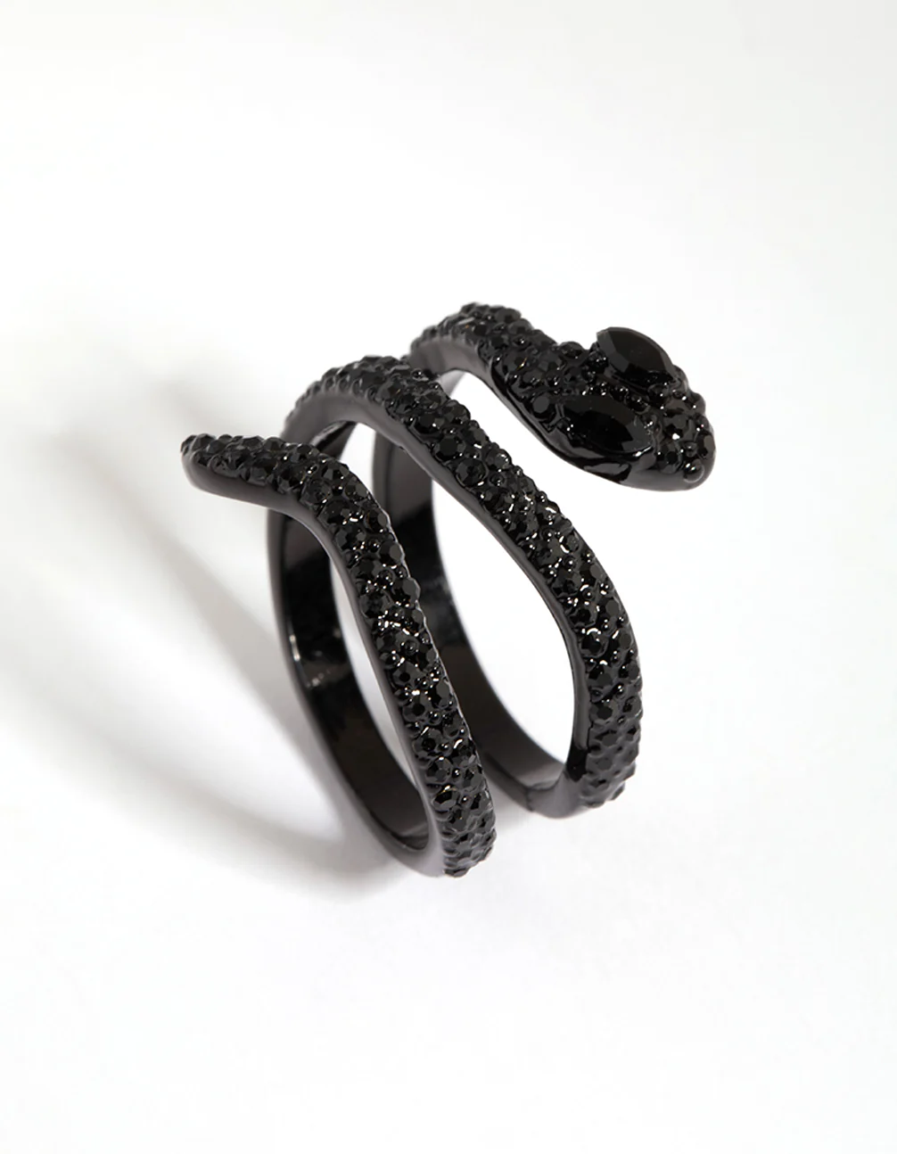 Matte Black Diamante Snake Ring - Image 3