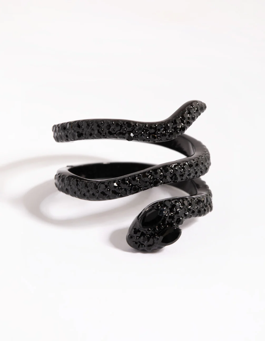 Matte Black Diamante Snake Ring - Image 4