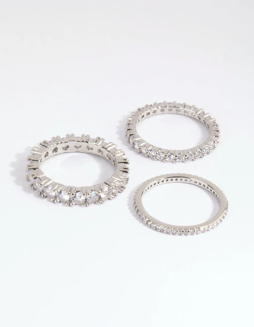 Silver Cubic Zirconia Triple Band Ring - Image 7