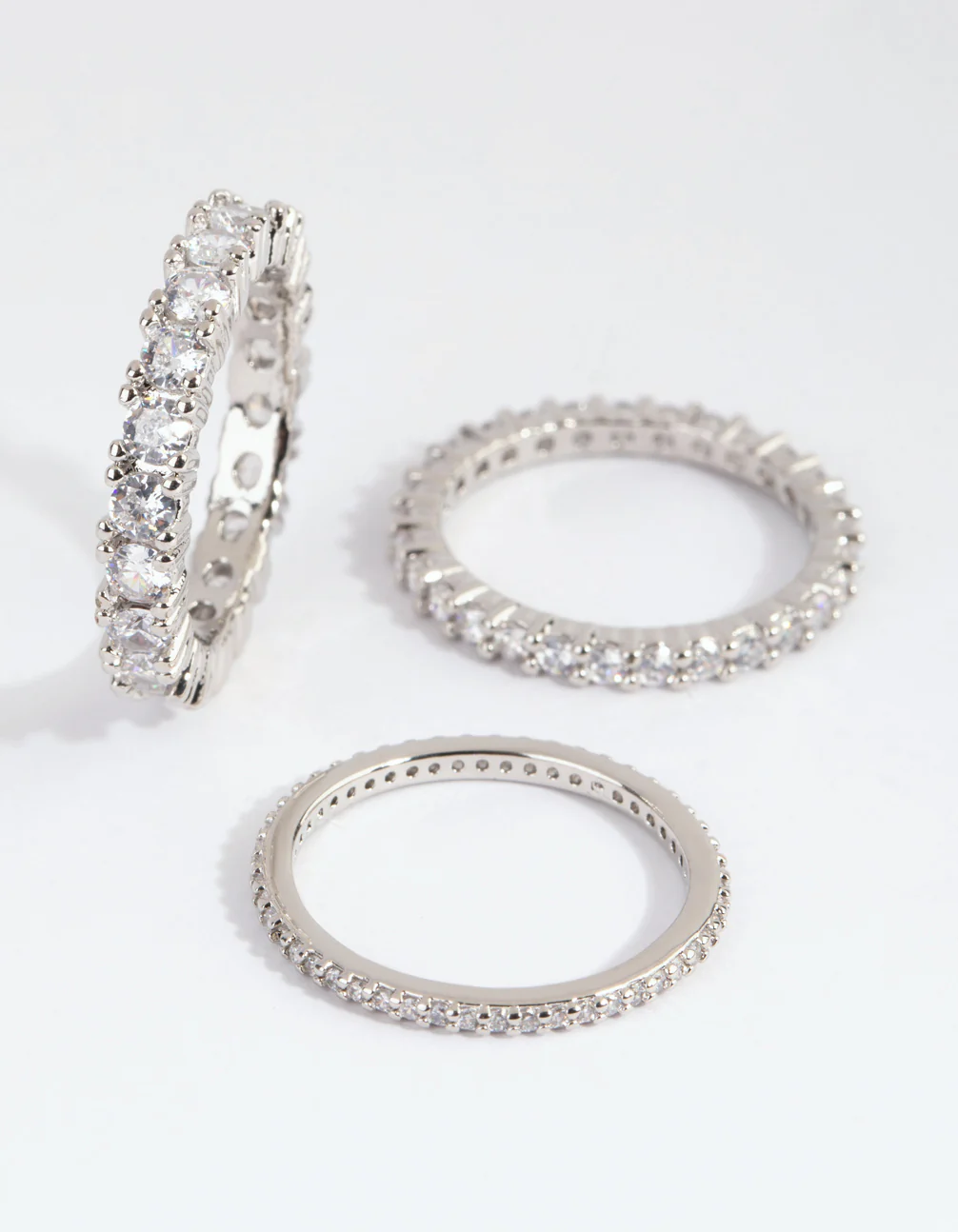 Silver Cubic Zirconia Triple Band Ring - Image 8