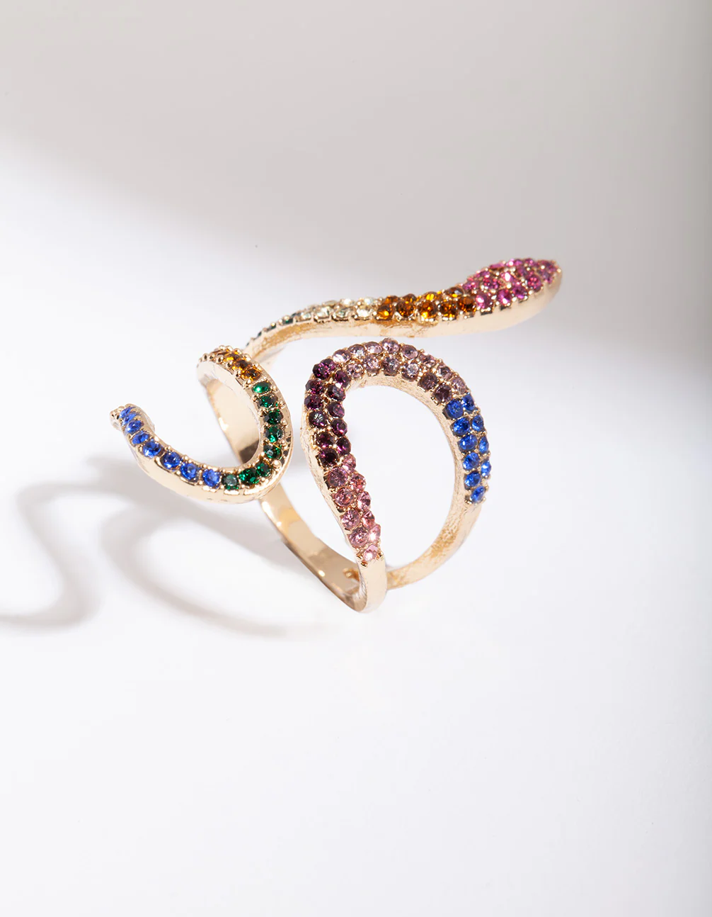 Rainbow Diamante Snake Wrap Ring - Image 4