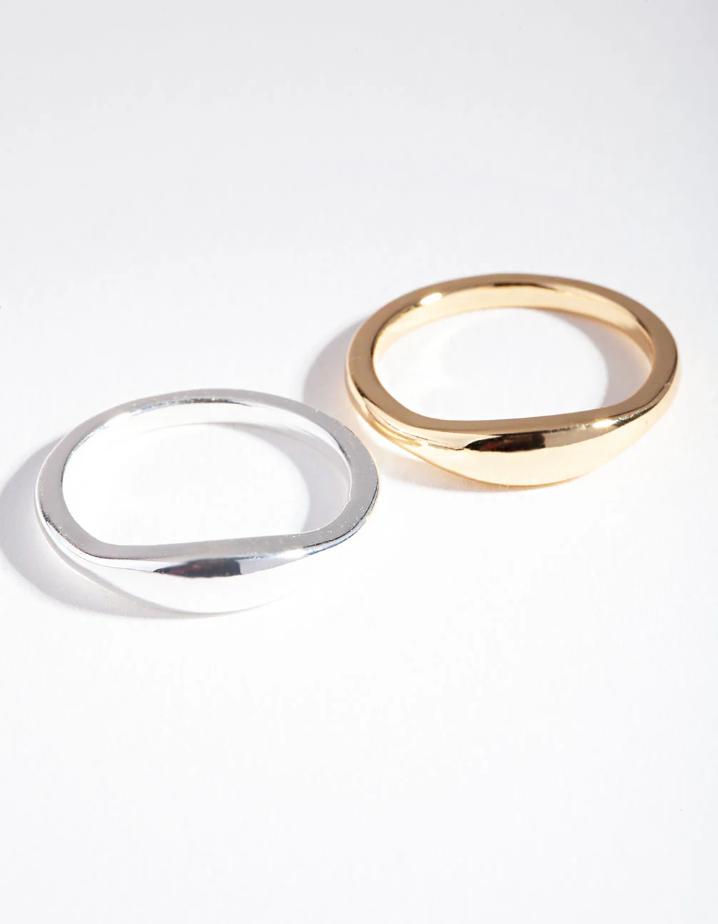Silver & Gold Plated Wave Band Ring Set - Image 7