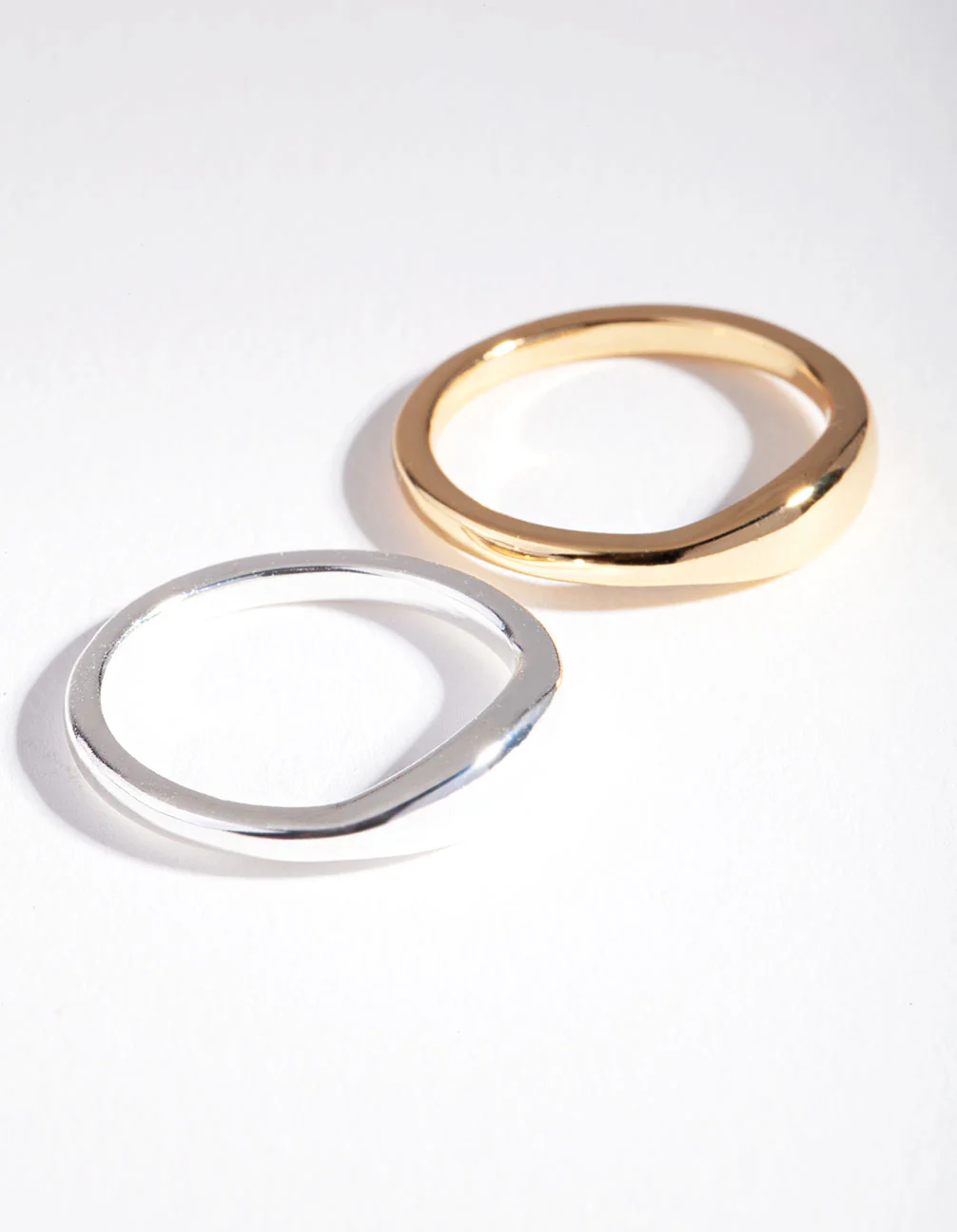 Silver & Gold Plated Wave Band Ring Set - Image 8