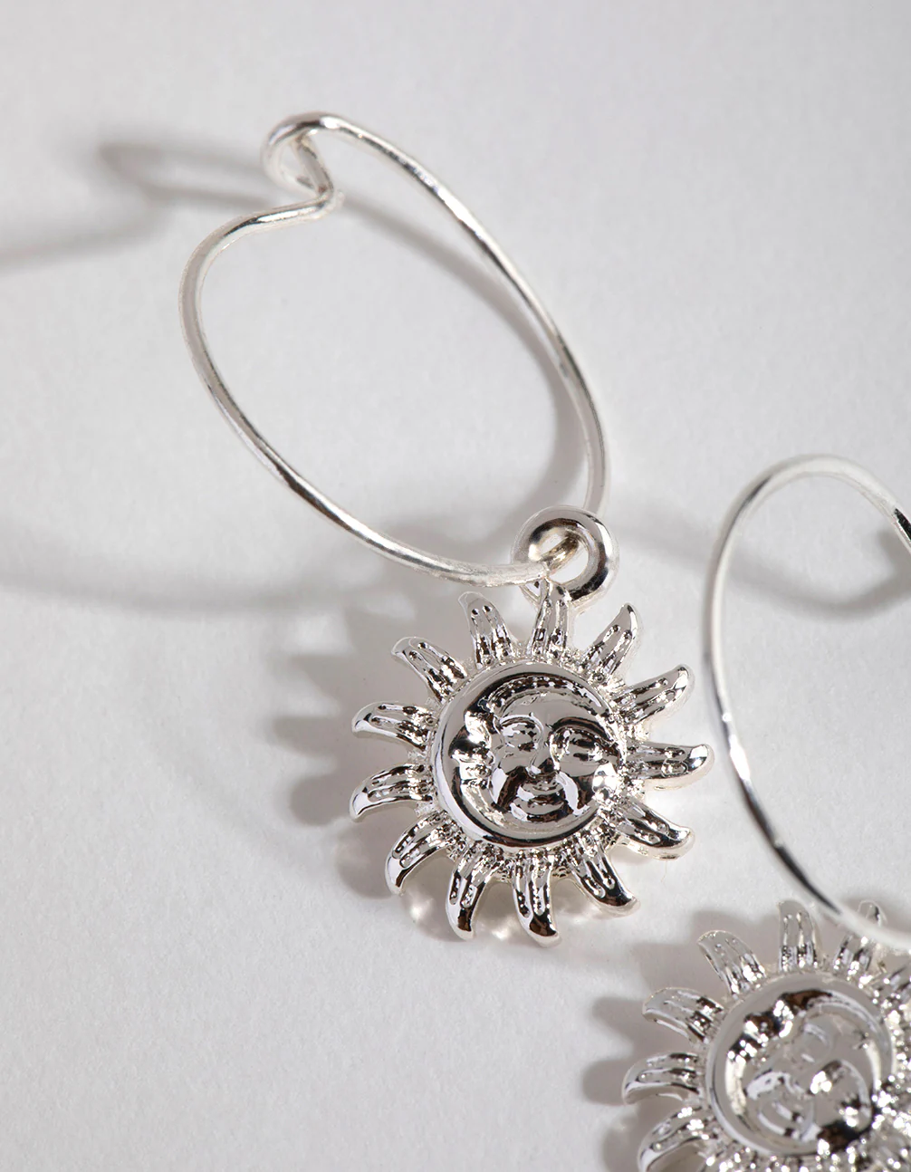 Silver Simple Sun Hoop Earrings - Image 3
