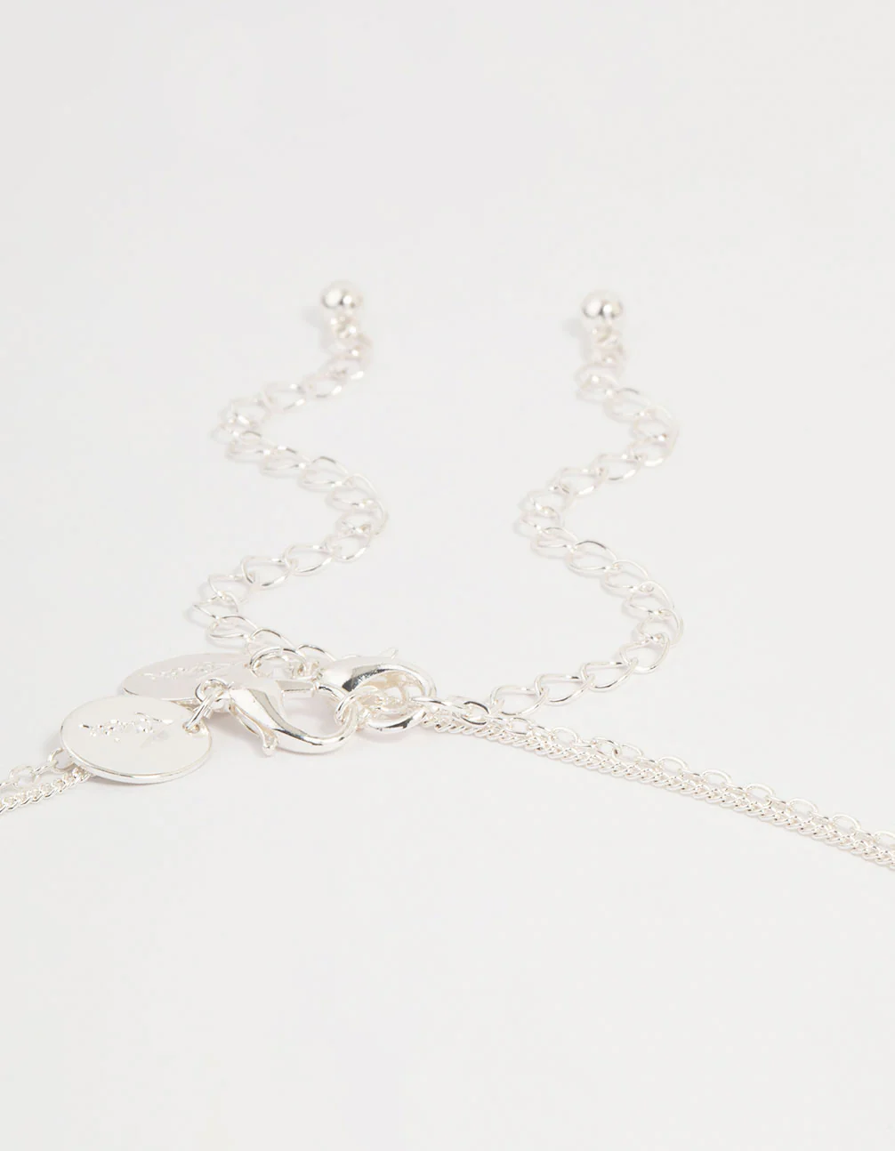 Silver Plated Cubic Zirconia & Plain Cross Layered Necklace - Image 3