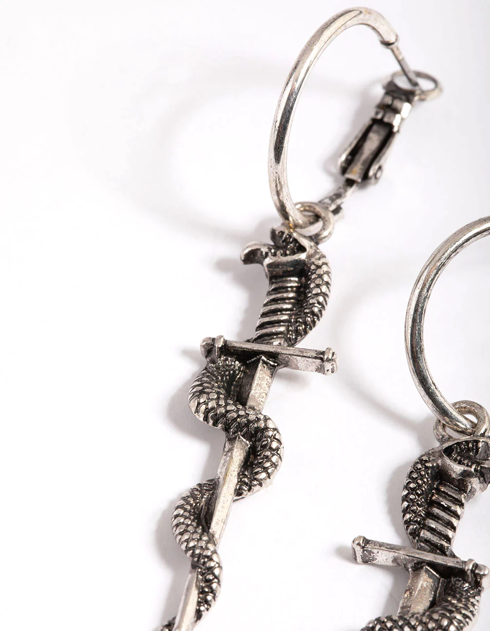 Silver Dager Twist Hoop Earrings - Image 3