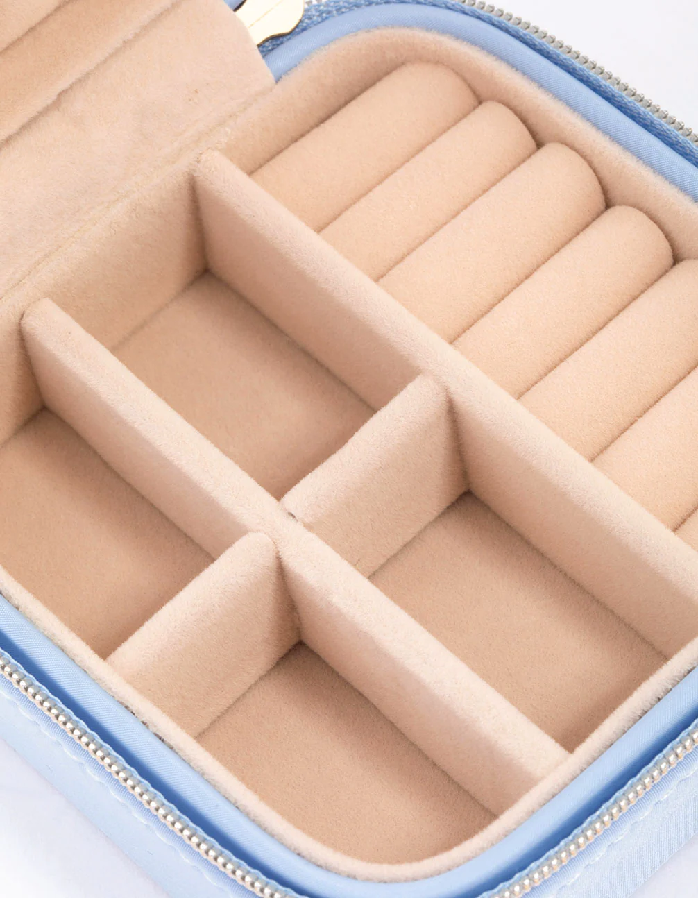 Blue Faux Leather Iridescent Square Jewellery Case - Image 3