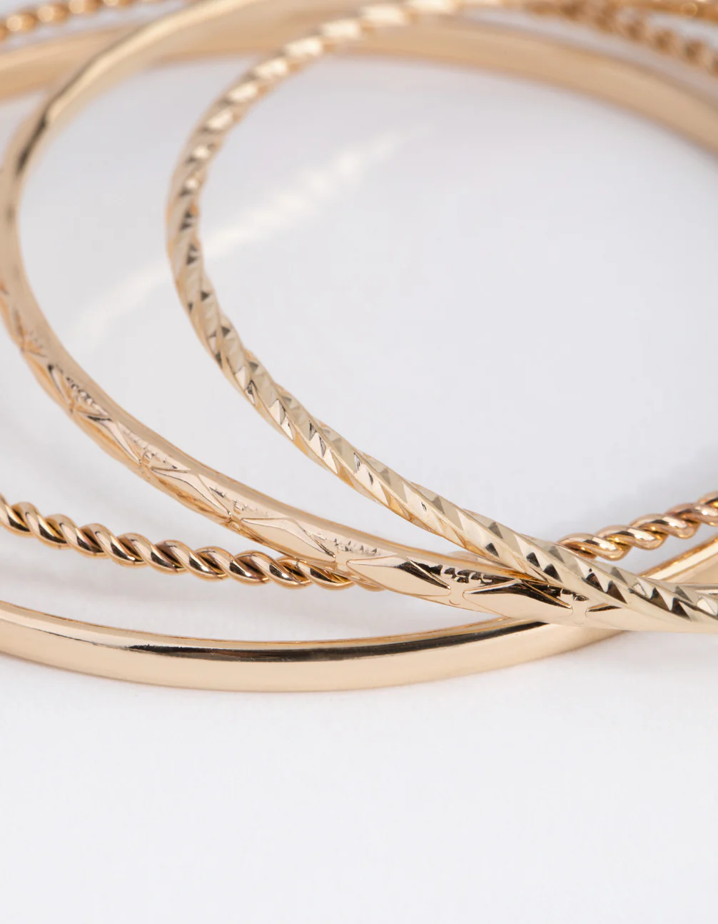 Gold Mix Texture 4-Pack Bangle Bracelets - Image 3