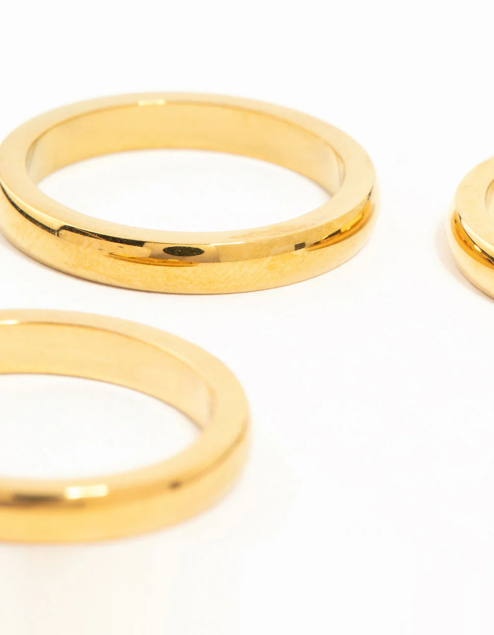 Waterproof Gold Plated Stainless Steel Band Rings 3-Pack - Image 3
