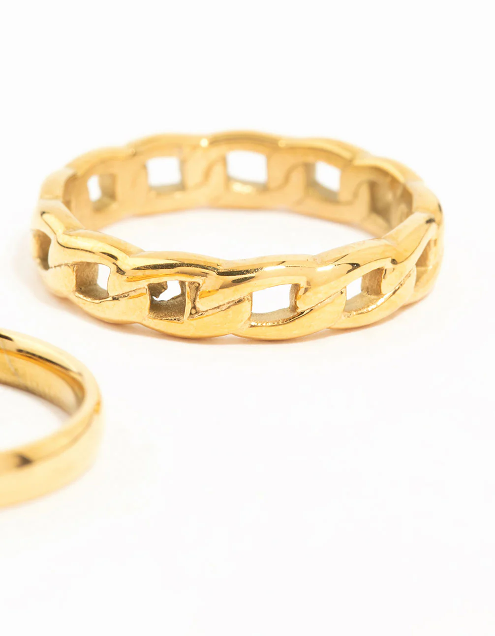 Waterproof Gold Plated Stainless Steel Chain Link Rings 2-Pack - Image 3