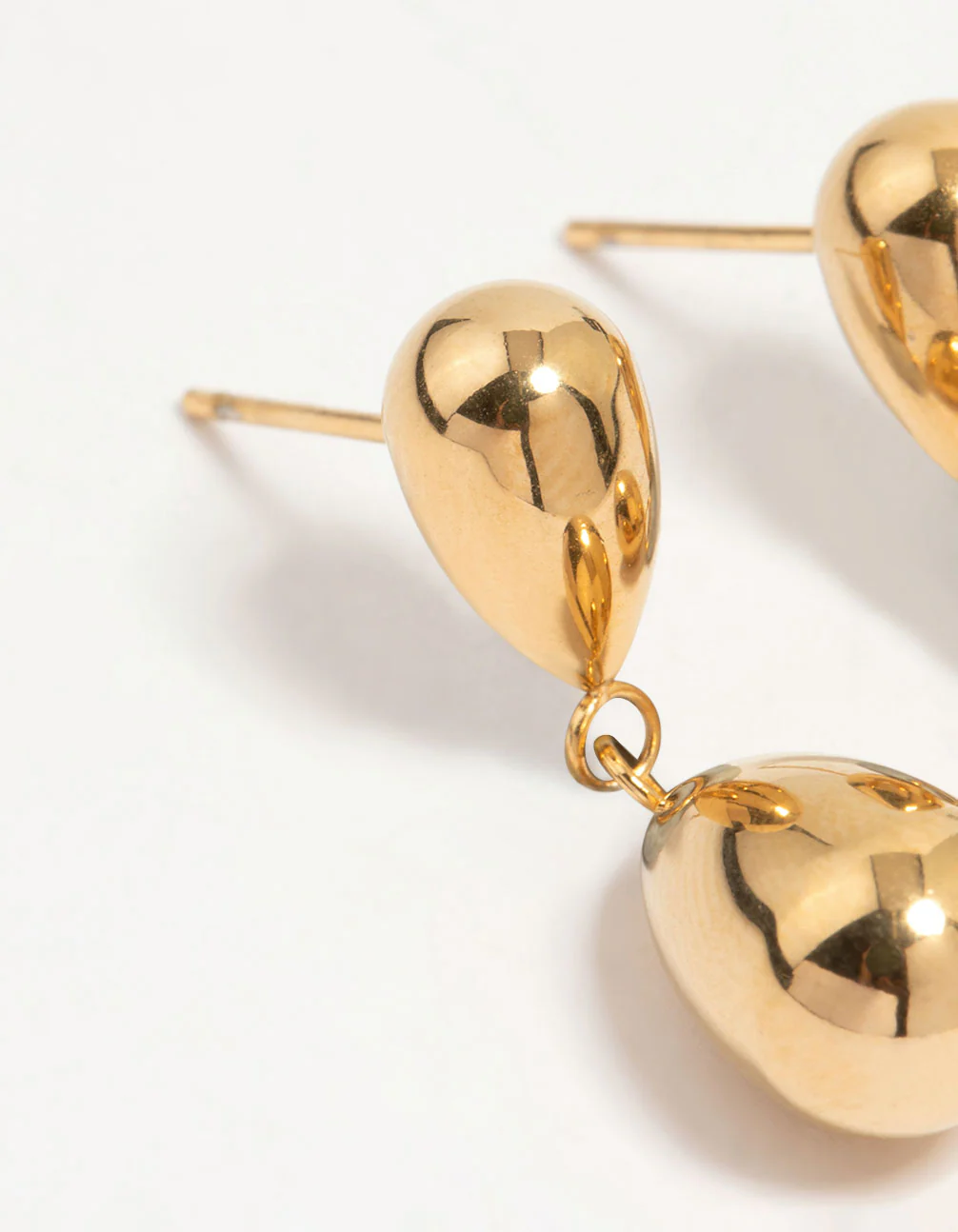 Waterproof Gold Plated Stainless Steel Double Drop Earrings - Image 4