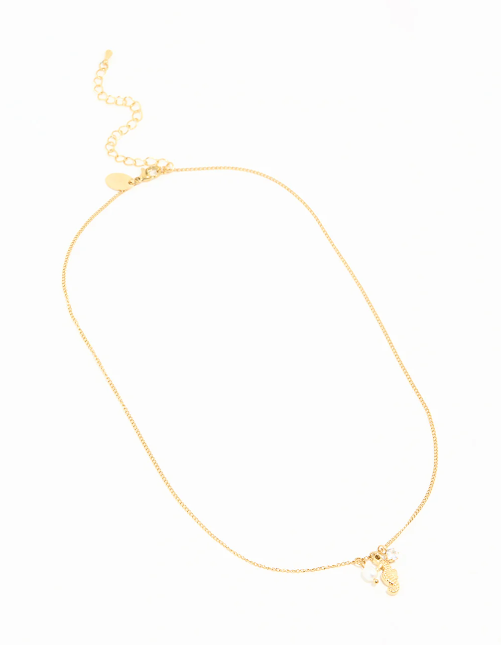 Waterproof Gold Plated Stainless Steel Freshwater Pearl Seahorse Necklace - Image 4